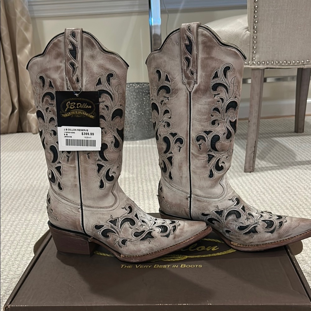 J.B. Dillon Gray and Black Cowboy Boots!